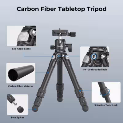 Trípode de bolsillo SmallRig de fibra de carbono con rótula de 5 kg