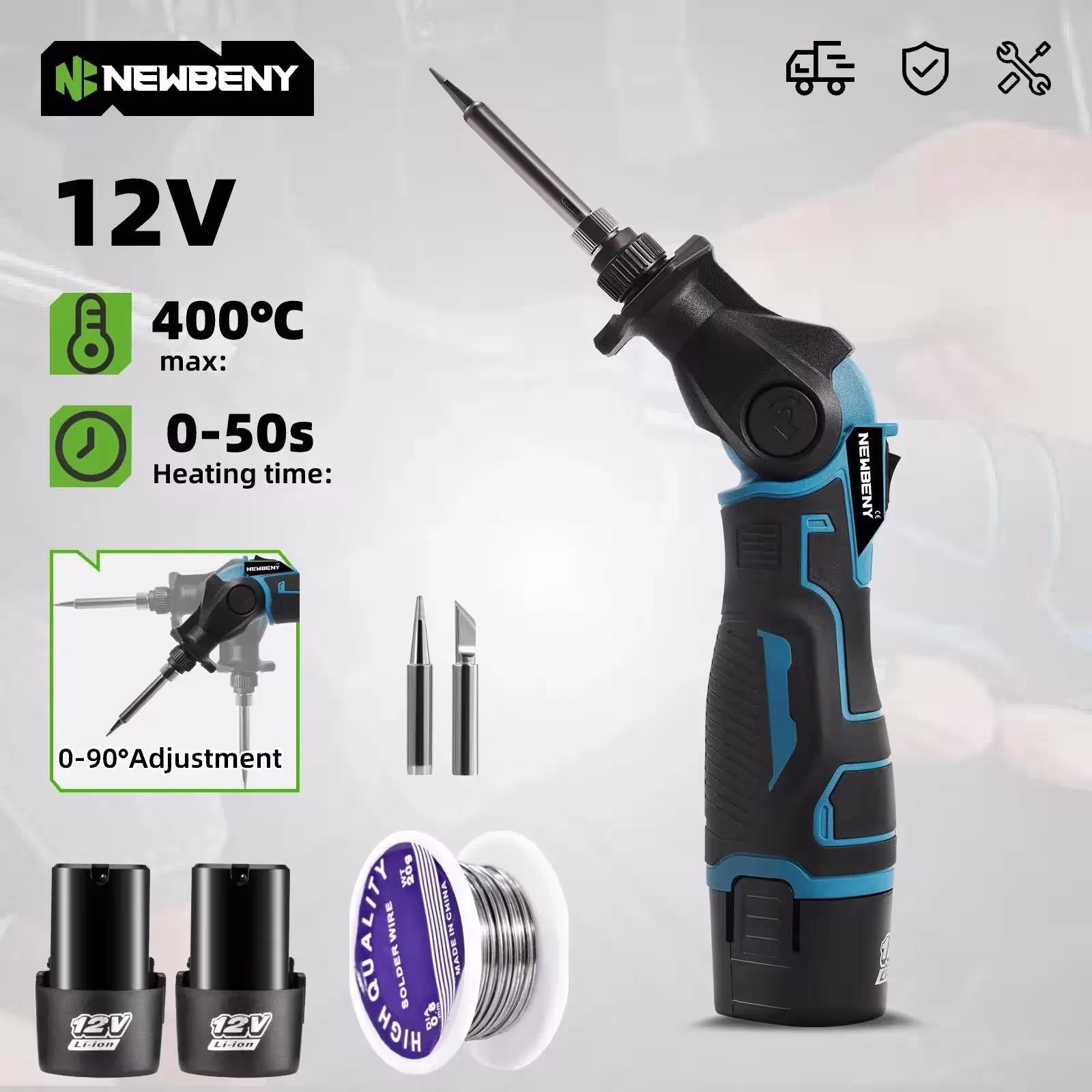 NEWBENY 30W electric soldering gun for 12V battery 400℃ temperature