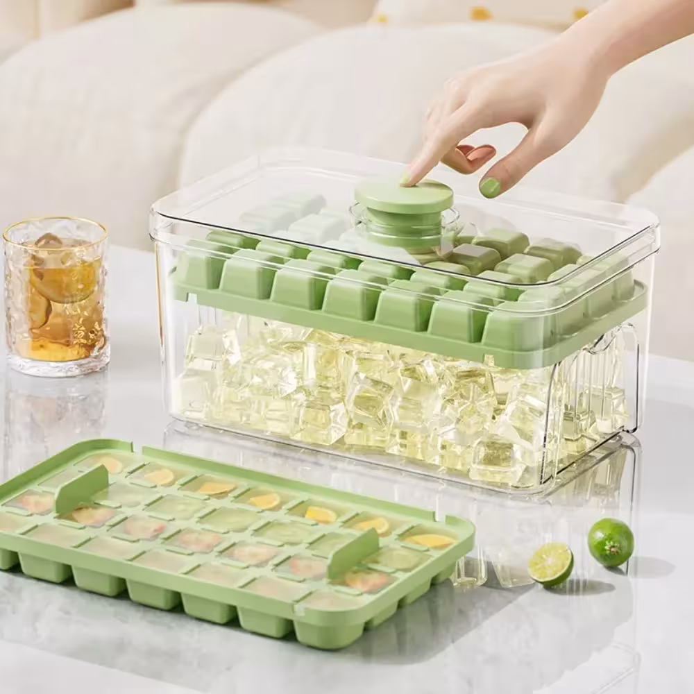 Ice cream box with 48 cell molds and one-click dispensing system
