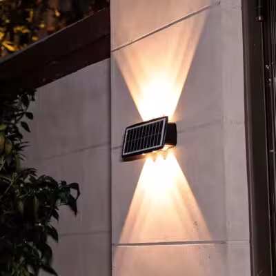 Solar-powered LED wall light
