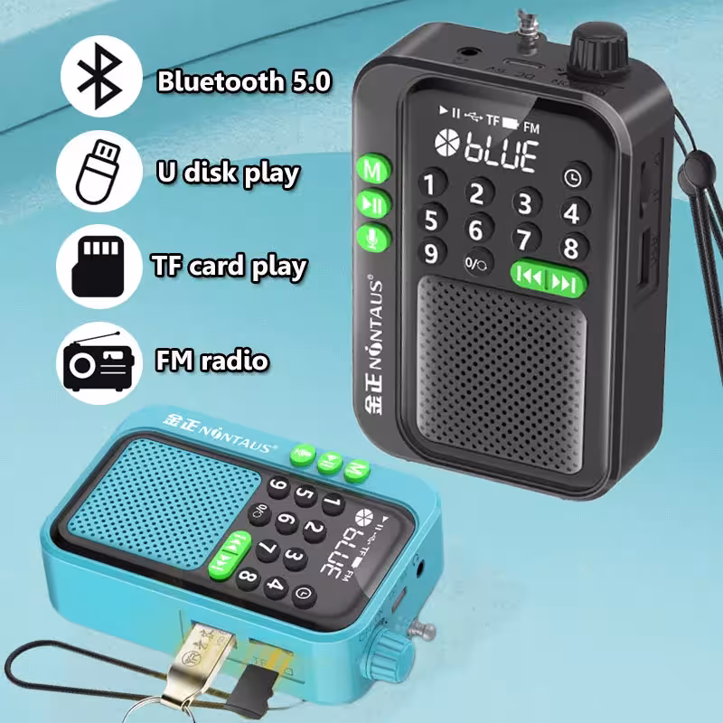 Radio FM portatile e altoparlante Bluetooth 5W con scheda TF e registrazione