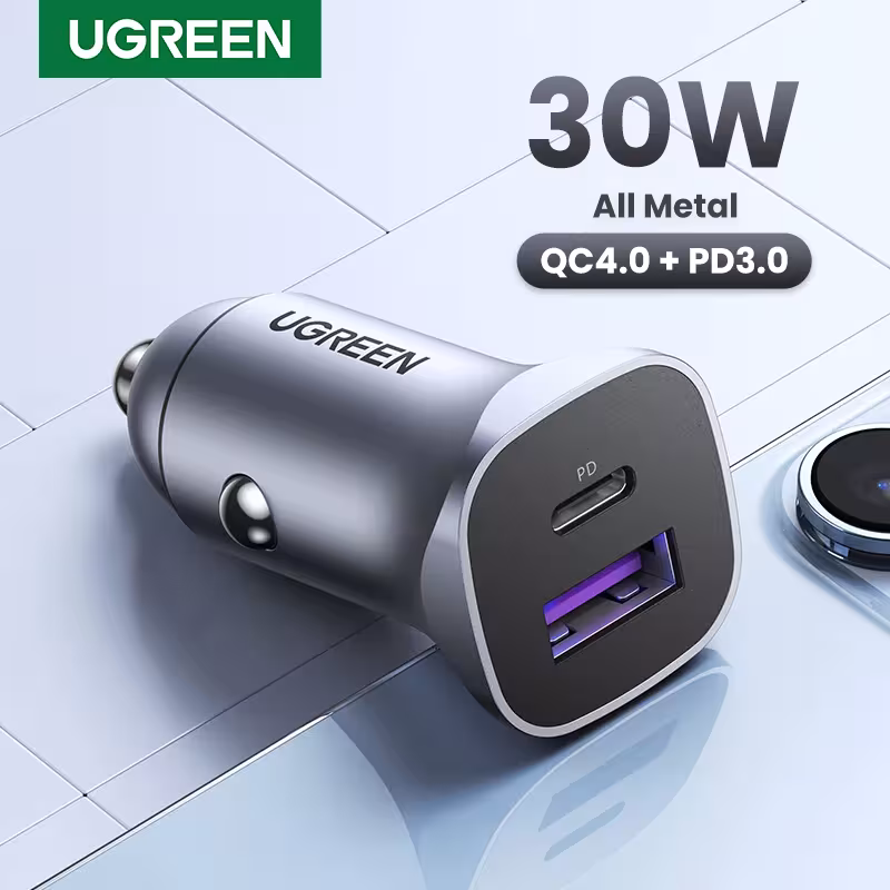 Chargeur de voiture rapide UGREEN USB Type C PD 30W à deux ports