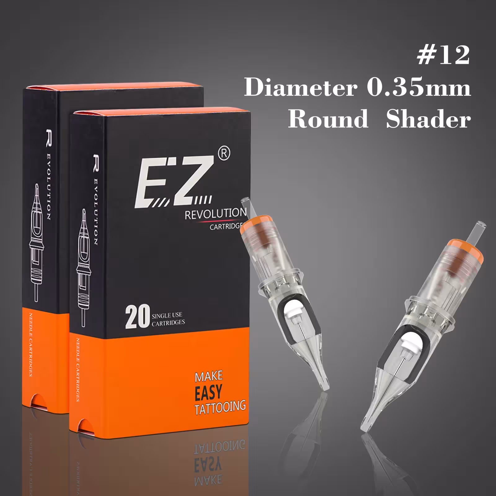 EZ Revolution tatuiravimo adatos kasetė apvali šešėlis RS 12 0.35mm