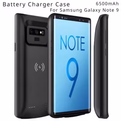 Wireless charging case for Samsung Galaxy Note 9 with 6500 mAh battery