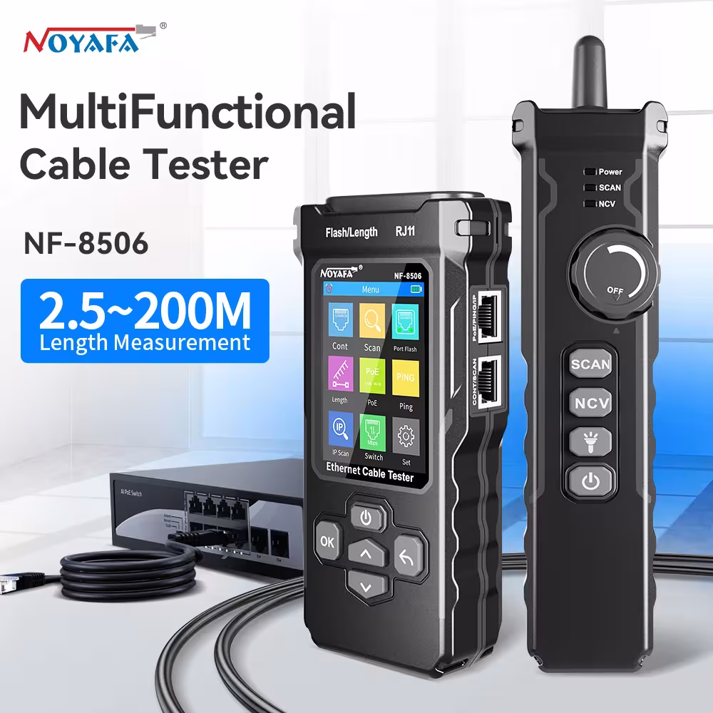 NOYAFA NF-8506 Ethernet kabelio testuoklis su PING bandymu ir IP skenavimo tinklo įrankiais