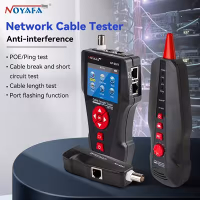 Testeur de câble réseau Noyafa NF-8601 avec fonction PoE PING et mesure de longueur.