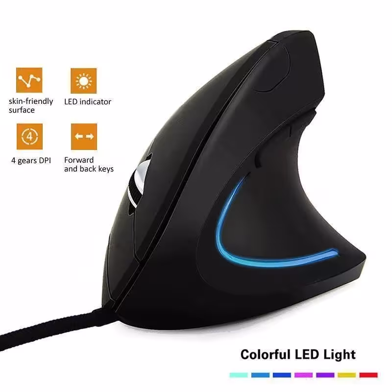 Ergonomic Wired Right Vertical RGB Gaming Mouse 3200 DPI USB