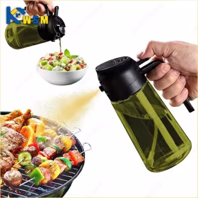 2 in 1 Olive oil sprayer dark glass for kitchen for salads and barbecues