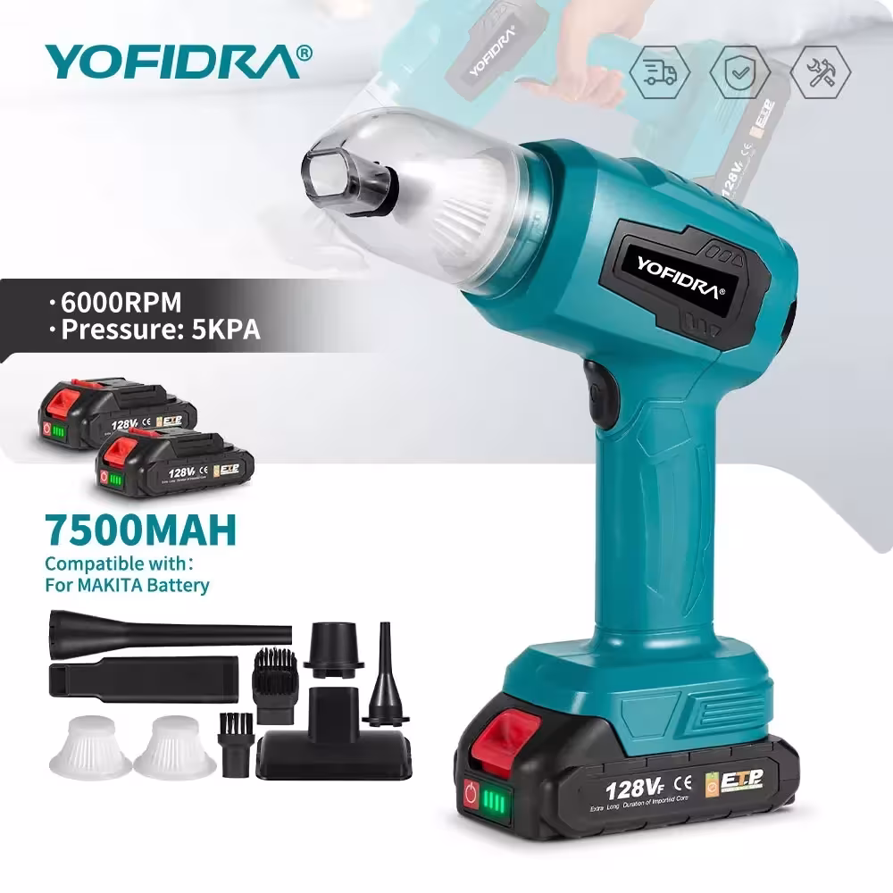 YOFIDRA Cordless Electric Vacuum Cleaner Blow Suction Dual Use Portable Rechargeable 18V