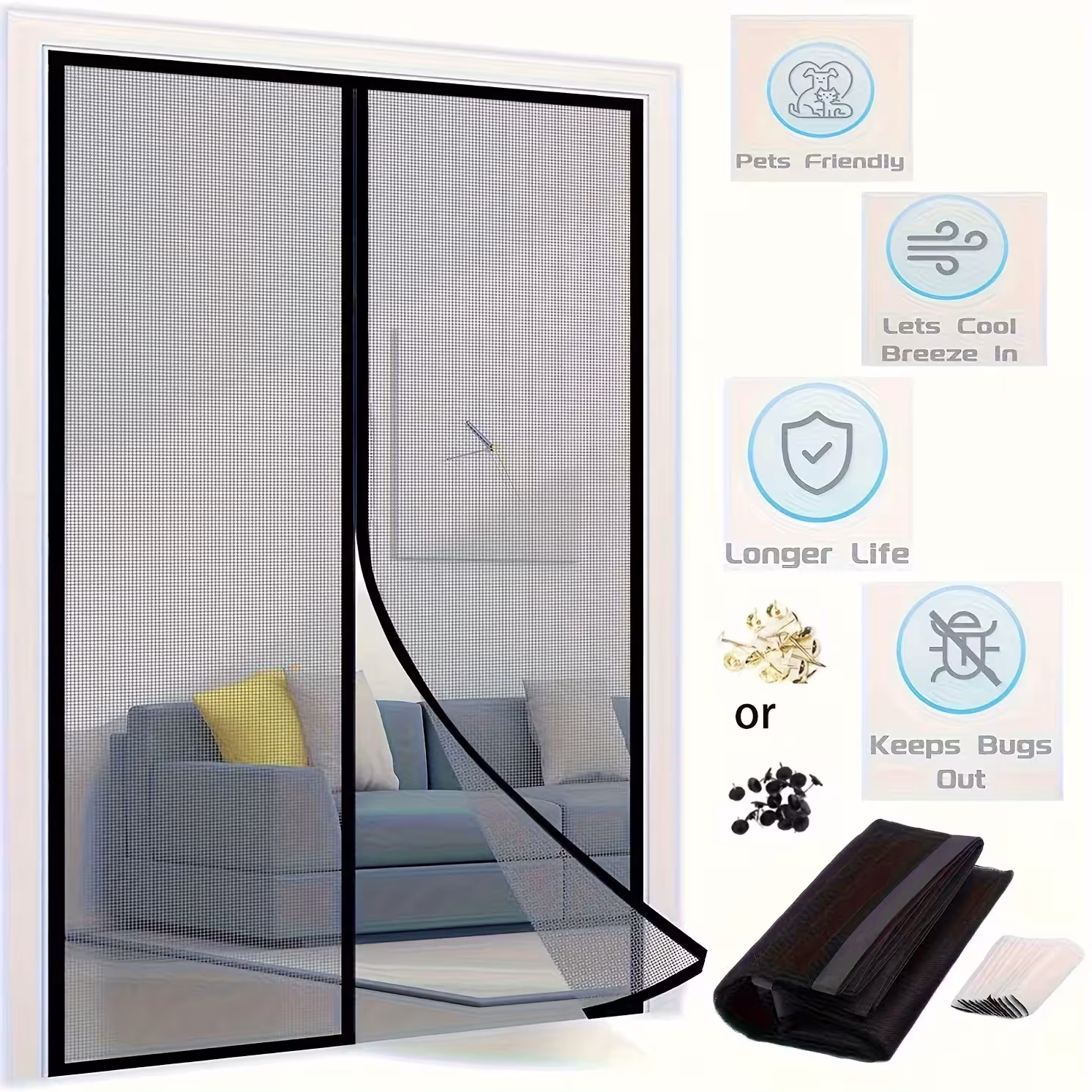 Magnetic Automatic Door Curtain Mosquito Net, Insect Repellent