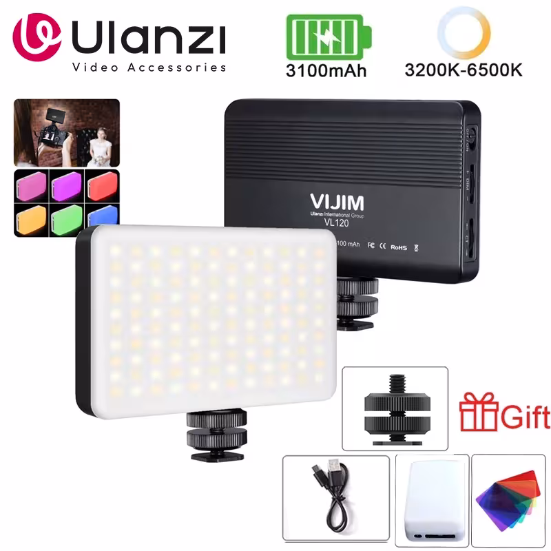 VIJIM VL120 LED vaizdo šviesa 3200K-6500K reguliuojama studijinė lempa vlogeriams, fotografams ir turinio kūrėjams su USB maitinimu