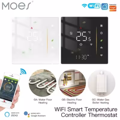 Thermostat WiFi MOES pour chauffage avec capteur d'humidité et commande vocale