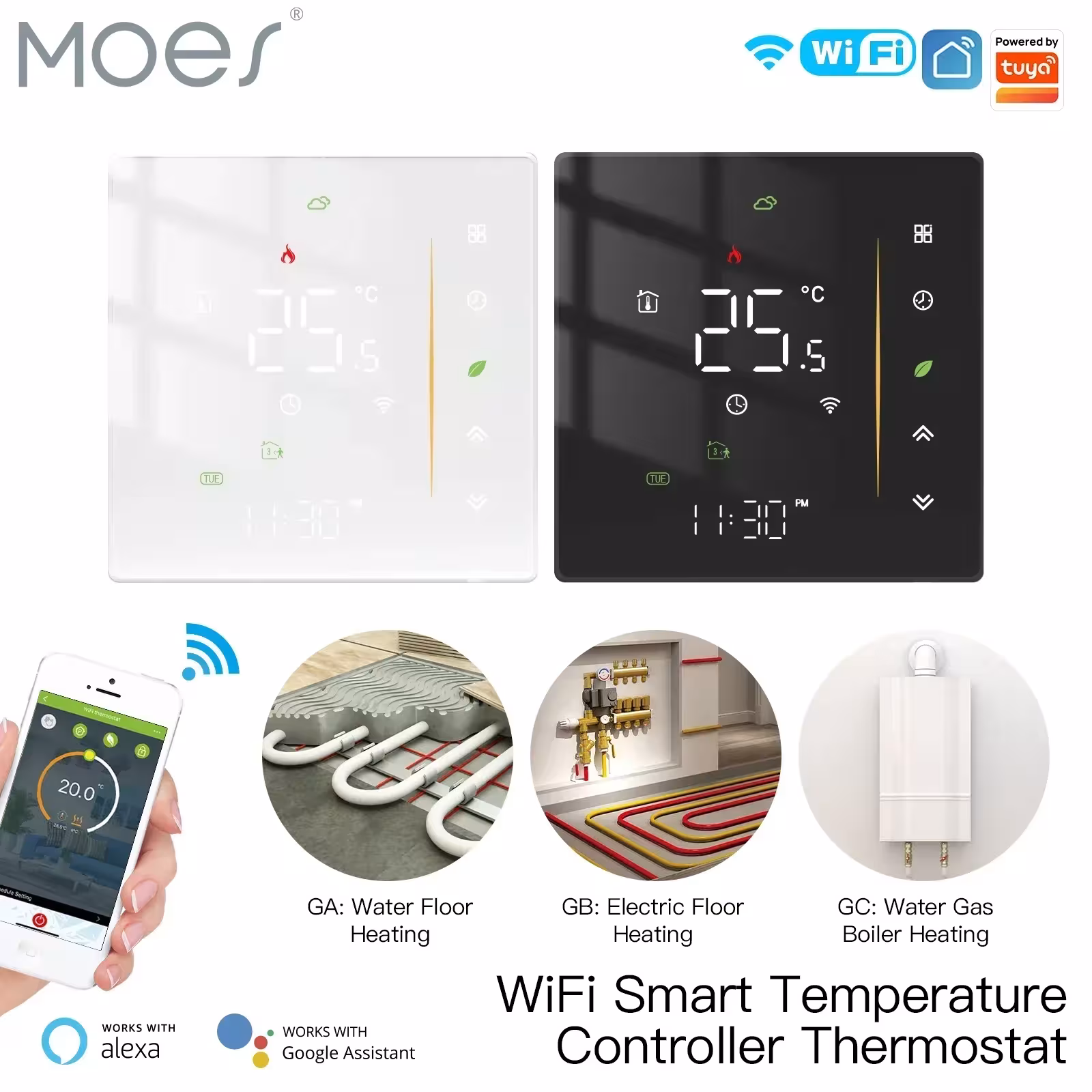 MOES WiFi Thermostat for Heating with Humidity Sensor and Voice Control
