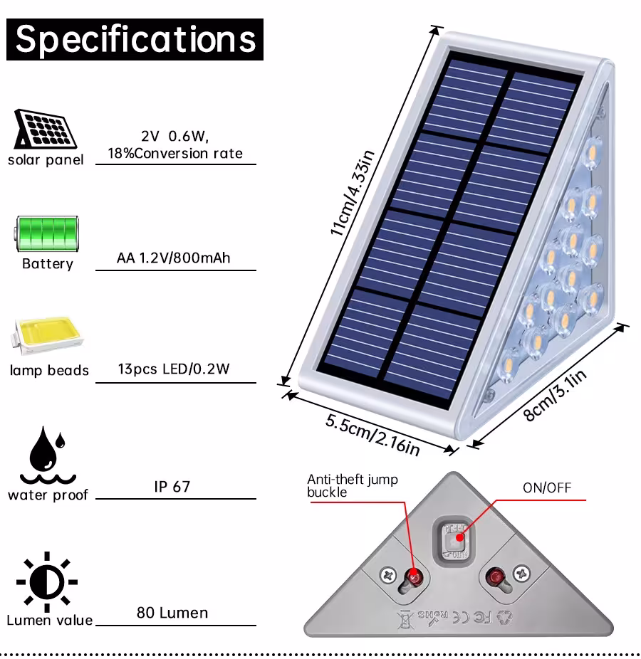 Luces solares LED para escaleras
