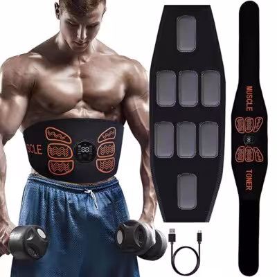 EMS muscle stimulator for abdomen USB rechargeable slimming belt trainer