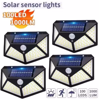 Luce solare della parete LED 100 sensore di movimento LED resistente all'acqua esterna