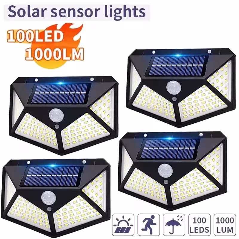 Solar Powered LED Wall Light 100 LED Motion Sensor Outdoor Waterproof