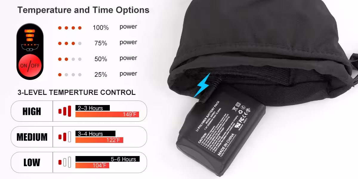 Gants chauffants avec batterie rechargeable