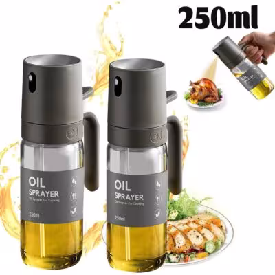 250ML Rociador de aceite para frito de aire y parrilla, vidrio de alta calidad