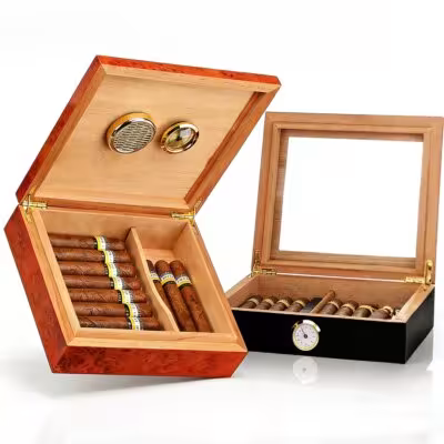 Humidificateur de cigares Cedar voyageant avec hygromètre et hydratant