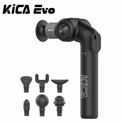 KiCA Evo masažo pistoletas 15kg 3200rpm su 6 antgaliais ir 9cm pratęsimu