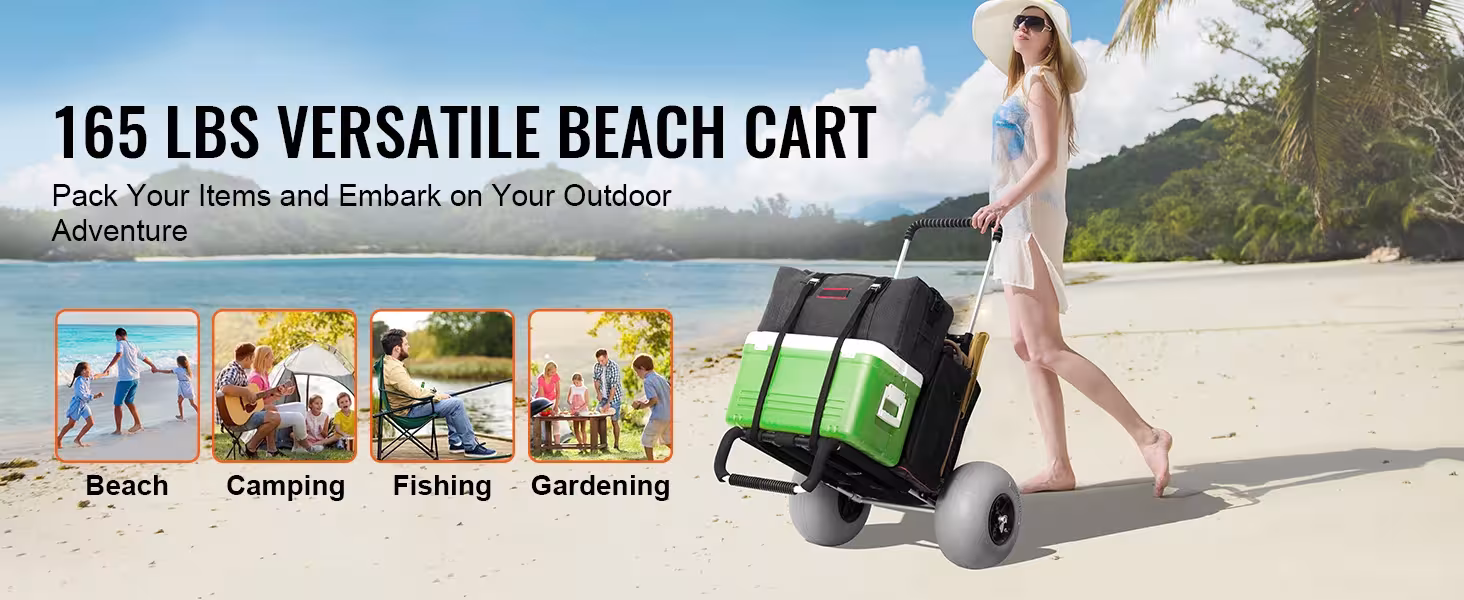 carrello da spiaggia con ruote