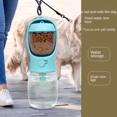 Bottiglia di acqua per cani e gatti portatile con stoccaggio di cibo e acqua per viaggi