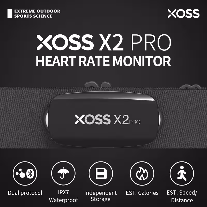 XOSS X2 Pro širdies ritmo jutiklis krūtinės dirželis Bluetooth ANT+ sveikata