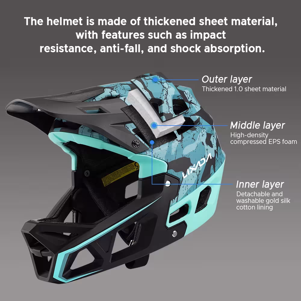 kask rowerowy z pełną twarzą