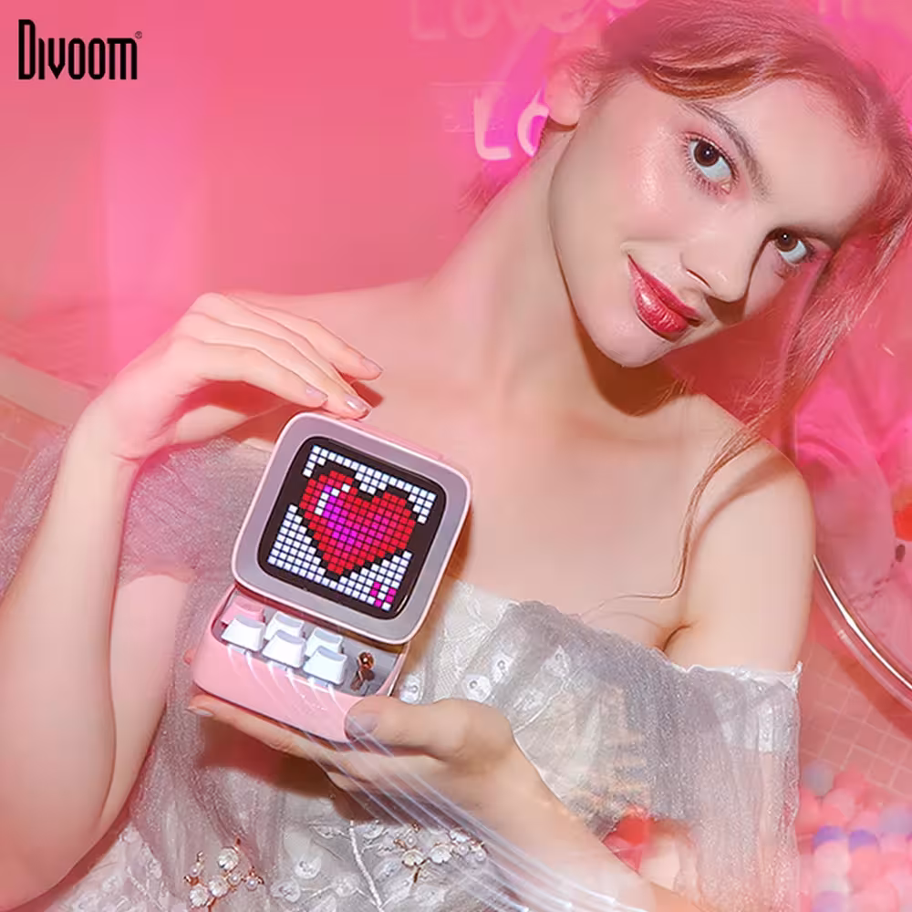 Dicom Ditoo-Pro haut-parleur mini rétro pixel art alarme portable Bluetooth écran LED