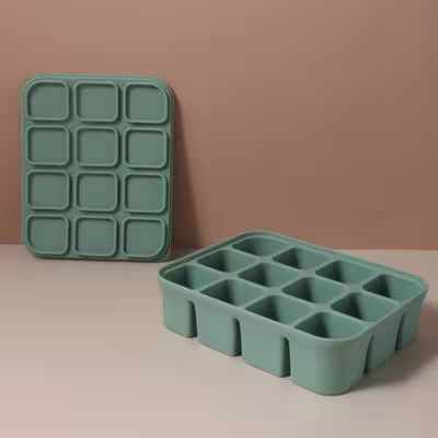 boîte de 12 cellules carrées de crème glacée en silicone avec mécanisme de libération de lumière