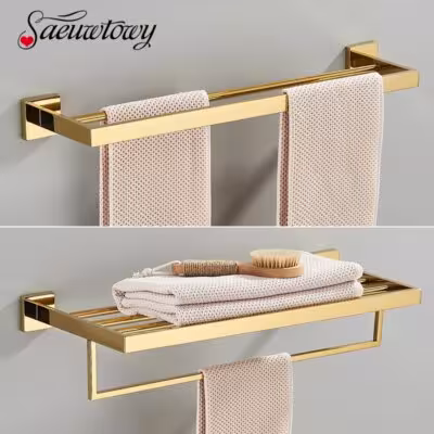 Portasciugamani in acciaio inossidabile a doppia barra color oro