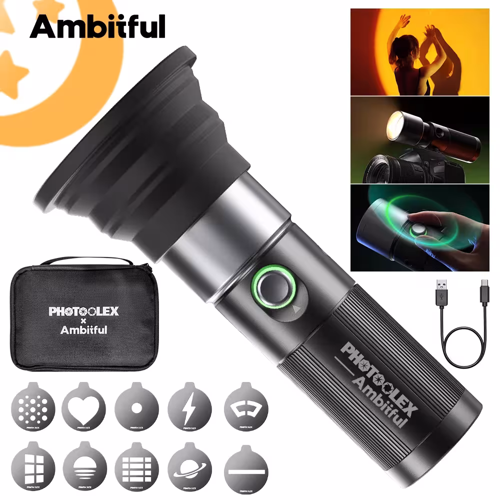Torcia Ambitful 10W con proiezione a quattro colori e batteria da 8400mAh