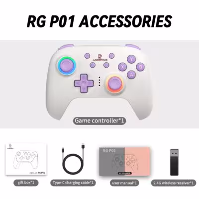 ANBERNIC RG P01 Žaidimo Valdiklis Bevielis Bluetooth RGB Hall Effect Joystick