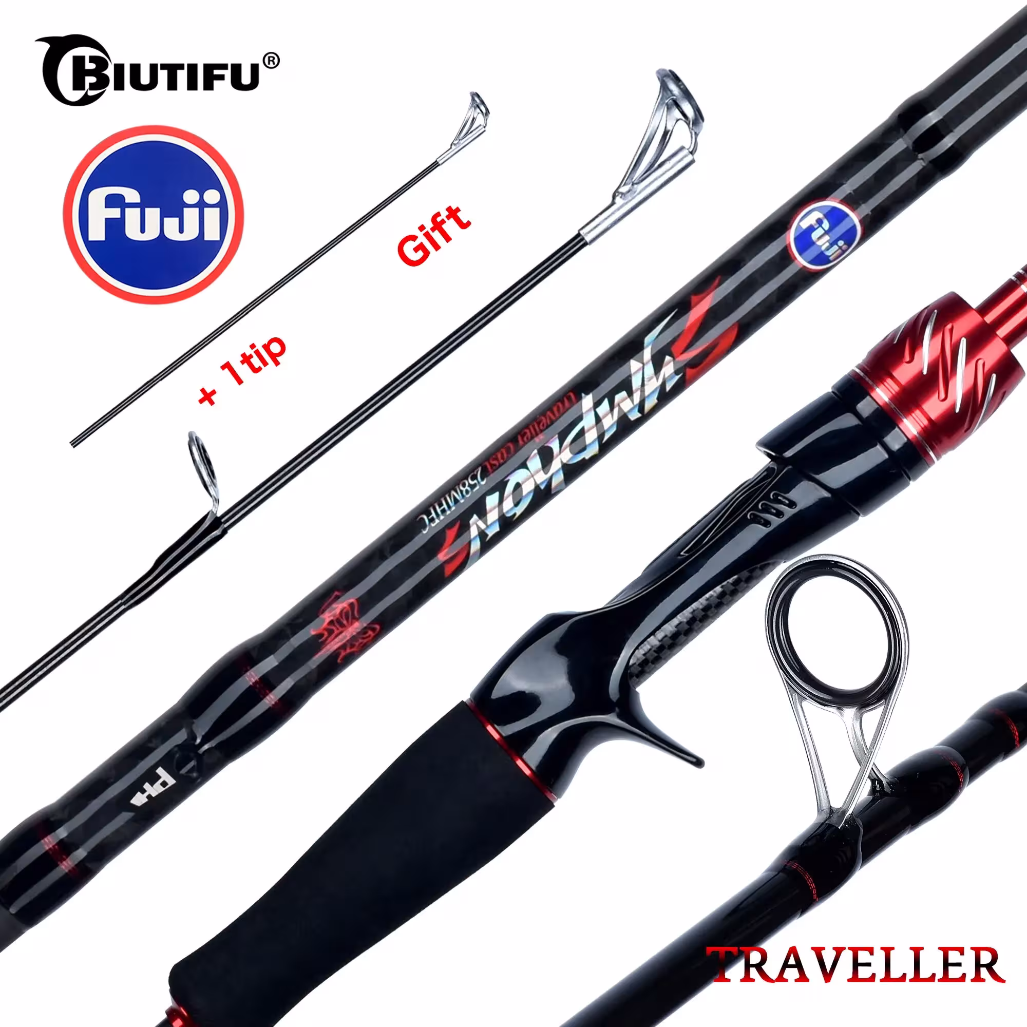 BIUTIFU Viaggiatore Spinning Casting Fuji pesca vira 1.8- 3.0m Carbon Baitcasting Fast 5-42g