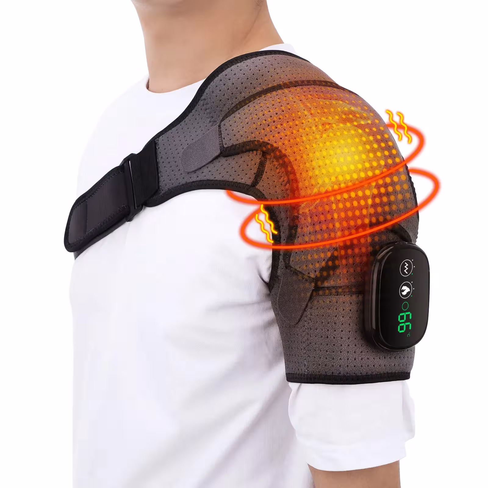 Cinturón de masaje eléctrico con calor para hombros con función de vibración