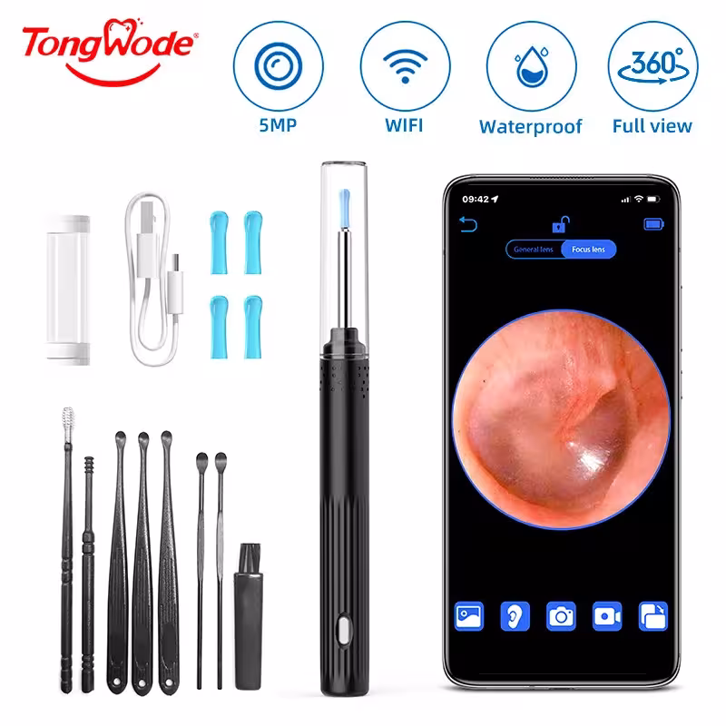 Endoscopia inalámbrica para oído con cámara y luz LED