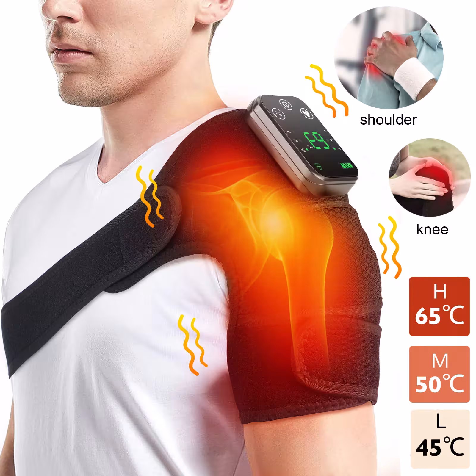 Codo de cuello de masaje calentado para protección vial con vibraciones 3 en 1