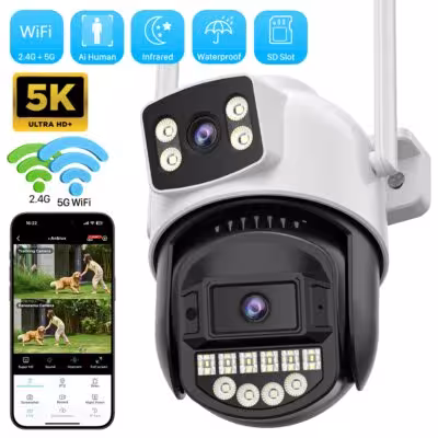 10MP 5K telecamera di sorveglianza WiFi 8M doppia lente AI persone rilevamento crociera automatica