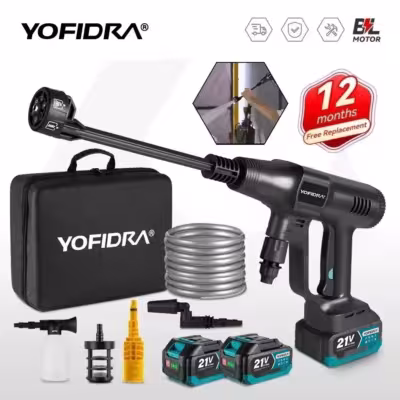 YOFIDRA 200 Bar bevielis aukšto slėgio automobilių plovtuvas 6 funkcijų 18V
