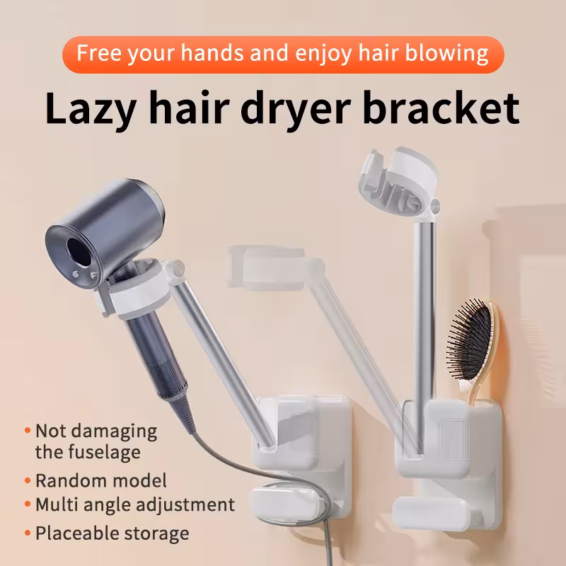 Hair Dryer Stand for Wall without Holes Bathroom Organizer