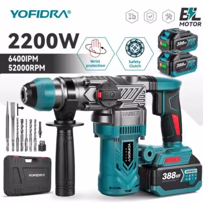 YOFIDRA 26MM Brushless elektrinė plaktuva udarny gręžtuvas Makita 18V