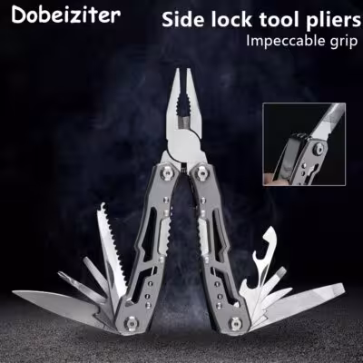 Multitool de camping portátil de acero inoxidable con cuchillo y alicates