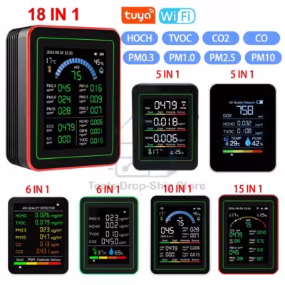 Misuratore digitale multifunzione della qualità dell'aria CO2 CO TVOC HCHO PM WiFi