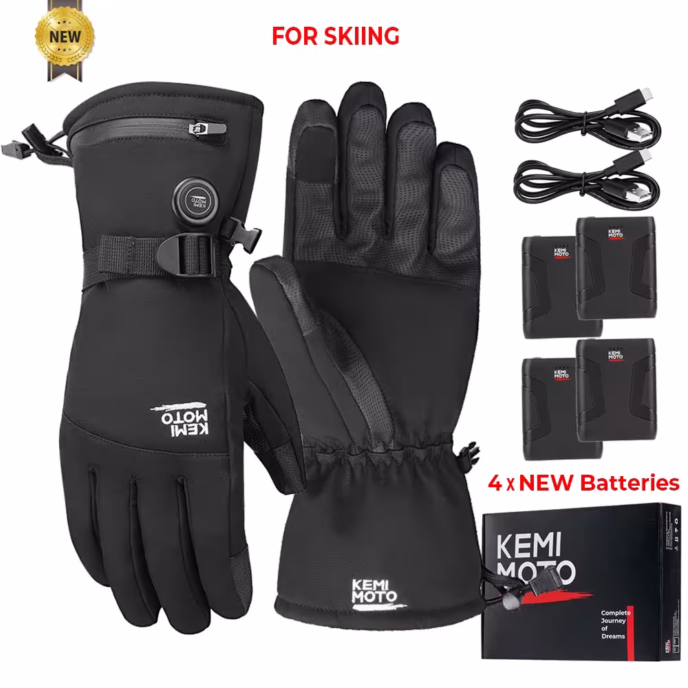 KEMIMOTO heated motorcycle gloves winter snow UTV 7.4V 2500mAh