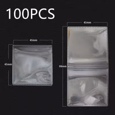 100 pcs. 45x45mm Flexible Double Pocket Vinyl Coins Cards Security bags