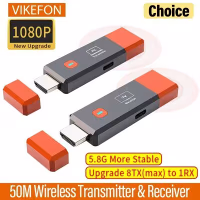 Belaidis HDMI vaizdo siųstuvas ir imtuvas 8TX 1RX TV lazda adapteris
