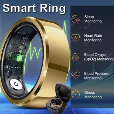 Anillo inteligente 2025 presión arterial frecuencia cardíaca monitoreo del sueño resistente al agua IP68