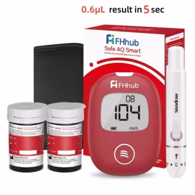 FHhub Safe AQ Smart Glucómetro con tiras reactivas y lancetas