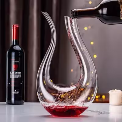 1500 ml Rankų darbo kristalinis vyno dekanteris brandiui ir šampanui